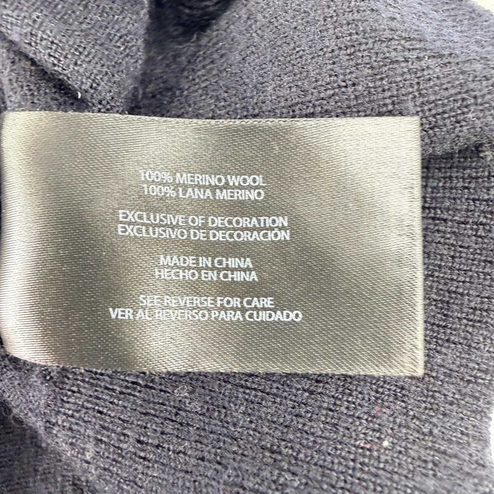 Banana Republic Mens M Black 100% Merino Wool Crewneck Sweater Lightweight